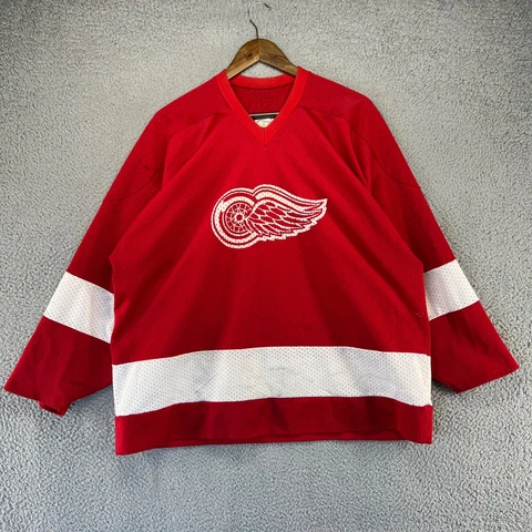 Vintage Detroit Red Wings Gordie Howe Jersey Mens Extra Large Red 80s USA Flawed Cover