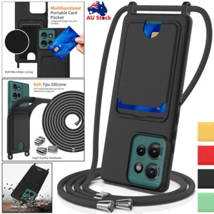 For Moto G85 G04 G14 G24 E14 Edge50 Fusion Liquid Silicone Case Card Cover Strap - Picture 1 of 41