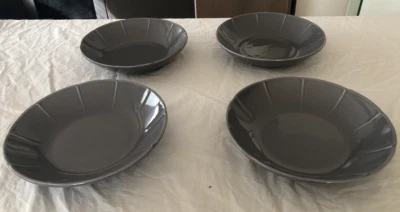 IKEA Bowls Set of Four (4) Dark Grey Bowl Plates As New Secondhand Fluted Design - Image 1 of 4