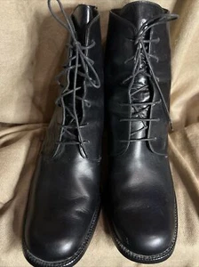 Vtg 90s Charles David by Natalie M black leather BoHo lace up ankle boots Sz 11 - Picture 1 of 12