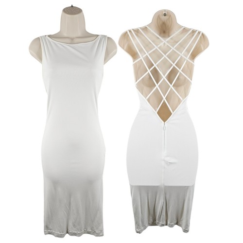 Abito estivo Dsquared2 bianco con spalline dietro slip taglia media M UK 10 12