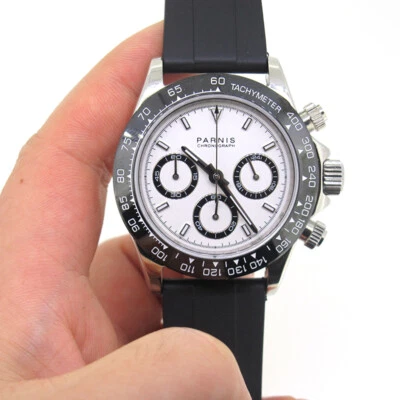 Reloj cronógrafo para hombre con movimiento de cuarzo de zafiro Parnis de 39 mm caja de acero inoxidable Foto 1 de 4