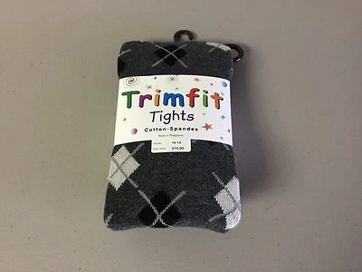 NWT Girl's Trimfit Cotton/Spandex Tights Size 10-14 Oxford Heather Design #133R Foto 1 de 2