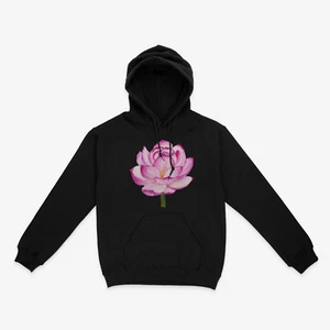 Felpa con cappuccio acquerello rosa fiore di loto regalo buddista meditazione regalo loto vintage - Foto 1 di 8