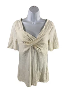 NEW Elle Women's White Criss Cross Front Short Sleeve T-Shirt - L - Picture 1 of 4