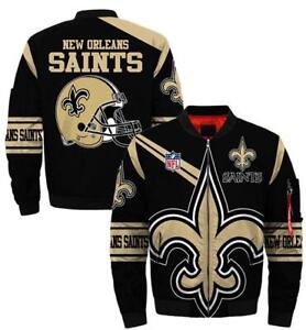 New Orleans Saints Flight Bomber Jacket Men's Winter Zipper Jacket Coat Outwear