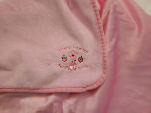 Carter's Thank heaven for Little Girls Baby Blanket Pink Flowers Bow Satin