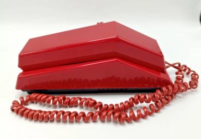 VINTAGE OMEGA PUSH BUTTON WALL TELEPHONE ALL RED. UNTESTED. MODERNIST STYLE 8636 - Image 1 of 4