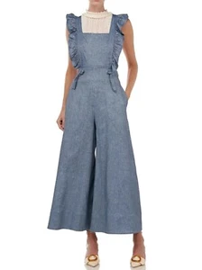 Amur Chambray Linen Amy Jumpsuit Blue Size 4 - Picture 1 of 5