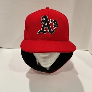 Oakland Athletics Hat Cap Size 7 With Ear Flaps New Era 59Fifty Trapper Hat - Picture 1 of 9