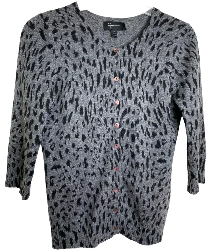 Cárdigan de cachemir Aqua para mujer talla S estampado de leopardo oscuro Academia Mobwife Foto 1 de 4