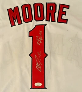 CHRISTIAN MOORE Angels signed auto autographed Angels Jersey Inscribed JSA XL - Picture 1 of 4