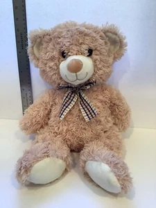 Homerbest Light Brown Teddy Bear Plush Plaid Bow Stuffed Animal Soft Toy - Picture 1 of 5