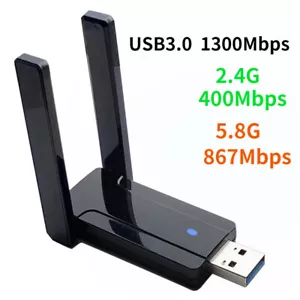 1300Mbps 2.4G/5.8G Dual Band USB3.0 WiFi Adapter Antenna for Mac/Desktop/Laptop - Picture 1 of 7