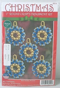 Blue Holiday Wreaths 10 Pack Bead Kit Design Works Craft USA - Picture 1 of 6