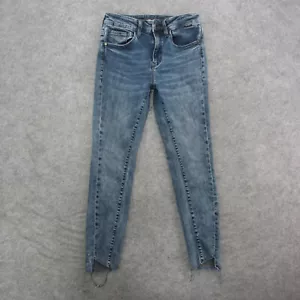 Pantalones de mezclilla para mujer Mavi Gold 27 azul lavado a la piedra tiro alto Tess retorcidos ajustados - Imagen 1 de 13