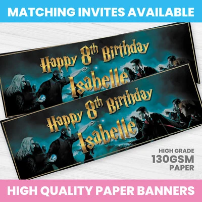 BANNER DE CUMPLEAÑOS HARRY POTTER PERSONALIZADO CUALQUIER NOMBRE FIESTA BANNER NIÑA NIÑO Foto 1 de 3