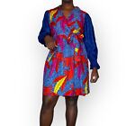 Wielokolorowa damska sukienka koktajlowa z afrykańskim nadrukiem