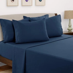 6 Piece Bed Sheet Set 1800 Series Microfiber Comfort Deep Pocket Hotel Bed Sheet - Picture 1 of 176