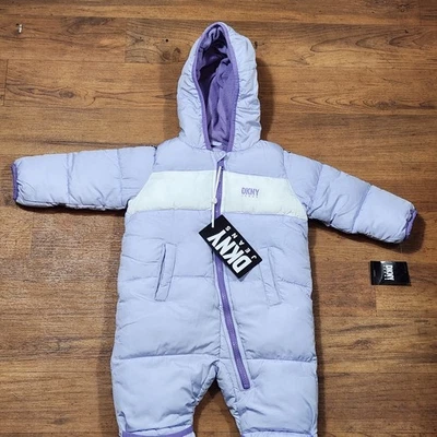 DKNY Puffer Winter Snowsuit Purple Lavender Baby Toddler Sz 12 Months NWT - Image 1 of 4