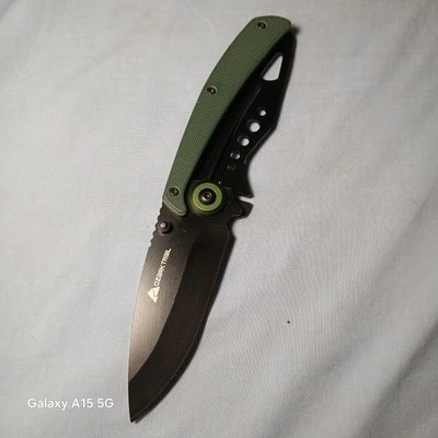 Ozark Trail 7” Folding Knife 3" Stainless Steel Blade G10 Green Handle 6808 - Image 1 of 4