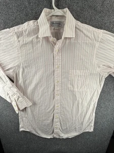 Burberry 15.5 33 Cotton Striped London USA Red Long Sleeve Button Up Men Shirt - Picture 1 of 14