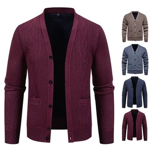 Mens Stylish Knitted Top with V Neck and Long Sleeves for Everyday Wear - Picture 1 of 24