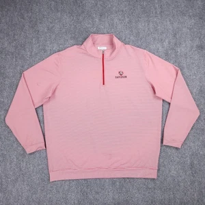 Davidson College Pullover Mens XXL Red White Peter Millar Stripe 1/4 Zip Wildcat - Picture 1 of 12
