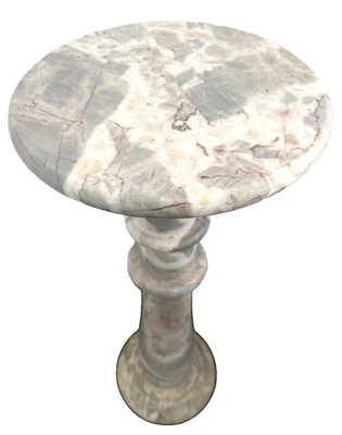 Pie de escultura de planta pedestal de columna de mármol blanco/gris de transición 39,5" de alto Foto 1 de 4