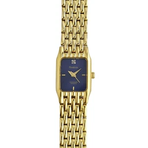 Reloj pulsera Armitron para mujer tono dorado esfera azul diamante cadena - Imagen 1 de 10