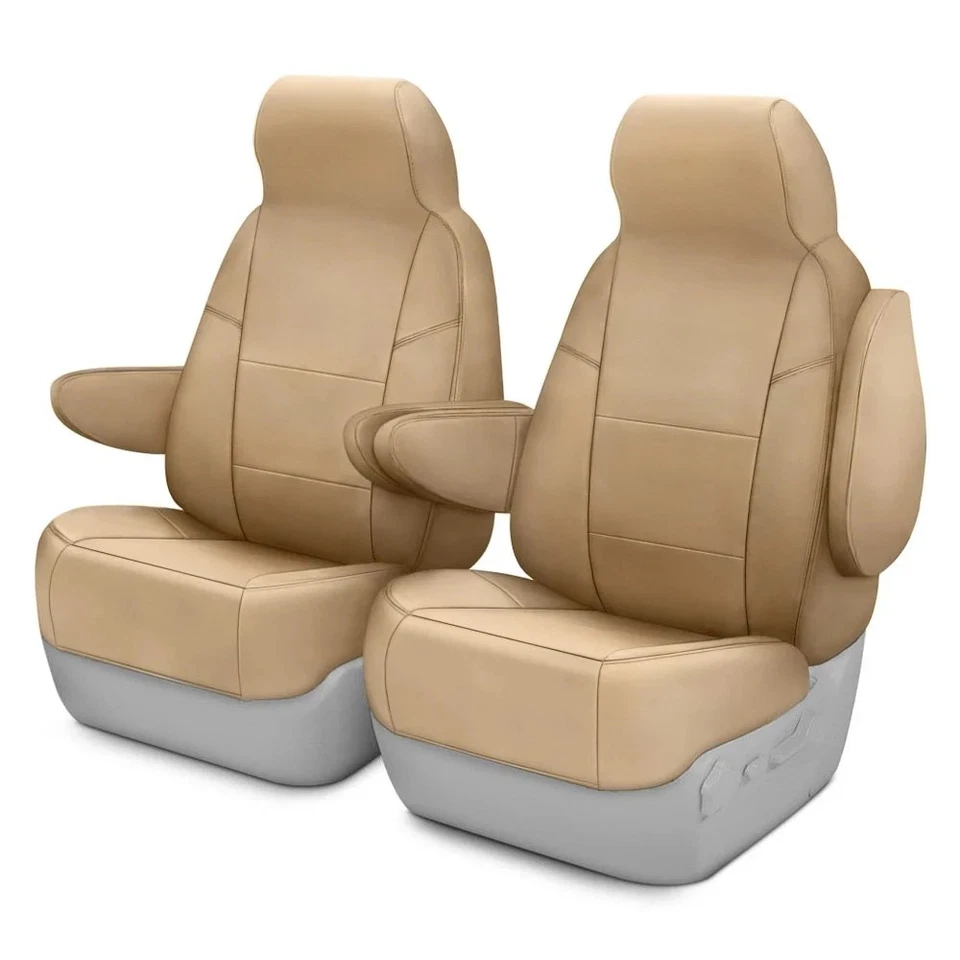 For Cadillac Escalade ESV 15-20 Genuine Leather 1st Row Beige Custom Seat Covers Foto 1 de 4