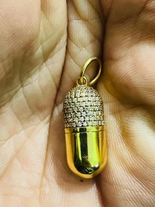 Colgante Diamante Moissanita Plata 925 Colgante Diseño Píldora Colgante 21x12 Dije - Imagen 1 de 9