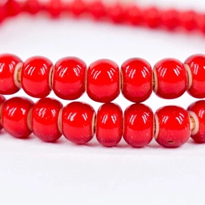 Red White Heart 8mm Venetian Trade Beads - Picture 1 of 9