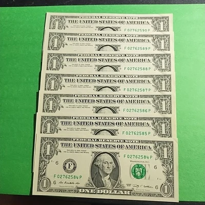 2009 (7) Consecutive $1 Notes UNC Fancy Serial Number F02762584-90P - Image 1 of 4
