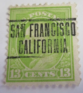 PRECANCEL "13c FRANKLIN APPLE GREEN SAN FRANCISCO, CA Sc#UN/Ckd PSS#L-3 E" - Picture 1 of 1