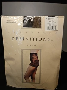 NWT Tall/Queen DEFINITIONS Pantyhose NY lace panty ULTRA SHEER coffee 130-70lbs - Picture 1 of 8