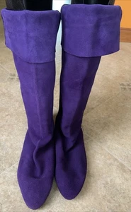 Balloons Brand Purple Suede Italian Boots Size 8 - Picture 1 of 9