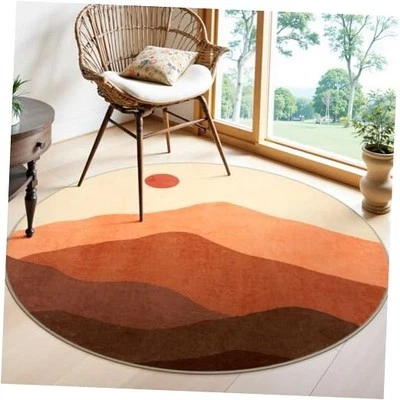 Round Area Rug 4ft, Mountain Circle Rug Print Round Kitchen Rugs Non Slip  - Image 1 of 4