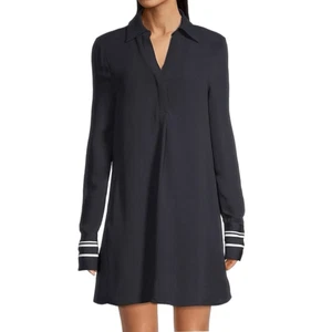 Reiss Navy Feya Stripe Oversized Mini Shift Dress Collar V Neck Pockets Sz6 - Picture 1 of 8