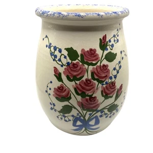 Vintage Cow Creek Keramik handgefertigt bemalt signiert Vase Blumen Ingram Texas - Bild 1 von 6