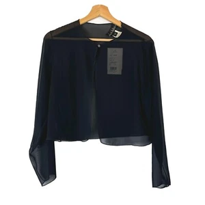 Neu mit Etikett Nicole Miller Netz transparenter Langarm Achselzucken Cardigan 8 - Bild 1 von 7