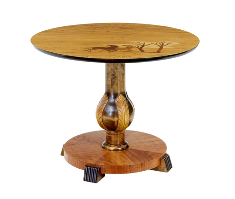MID 20TH CENTURY SCANDINAVIAN BIRCH INLAID OCCASIONAL TABLE Cover