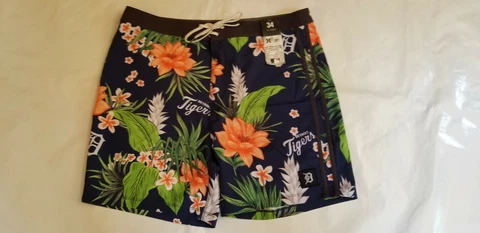 NWT!  MEN'S HURLEY/47 BRAND DETROIT TIGERS PHANTOM SWIMMING TRUNKS SIZE 34 Cover