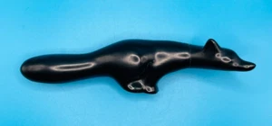 Vintage Beautiful sleek stylised black ceramic Fox Figurine A/F - Picture 1 of 8