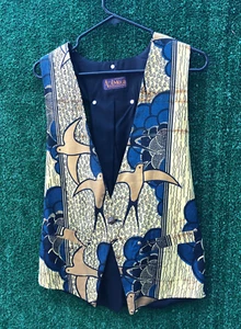 Ademola Herren Weste - New Age African Clothing Brooklyn NY Blau Gold - 38" Brustumfang - Bild 1 von 13