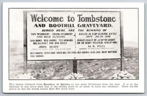 Tombstone AZ Willkommensschild Nahaufnahme schwarzweiß Boothill Graveyard ~ Bisbee Mob ~ Ohr 1945 - Bild 1 von 2