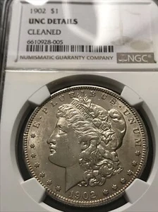 Dólar de plata O Morgan 1902 $1 NGC UNC detalles*etiqueta de error* 928-005 - Imagen 1 de 6