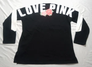 VICTORIA'S SECRET PINK LACE UP EMBROIDERED FLORAL SWEATSHIRT TOP SIZE M - Picture 1 of 10