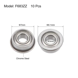 20pcs F683ZZ Flange Ball Bearing 3x7x3mm Shielded Chrome Bearings - Picture 1 of 3