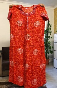 Womens Pure Cotton Summer Kaftan Tunic Maxi Dress Nighty Plus Size 28 30 32, 7XL - Picture 1 of 5